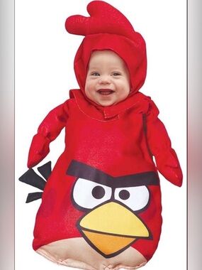 Red Angry Bird Infant baby 0--9mn Costume Bunting Tunic
Hood Licensed Angry Bird
